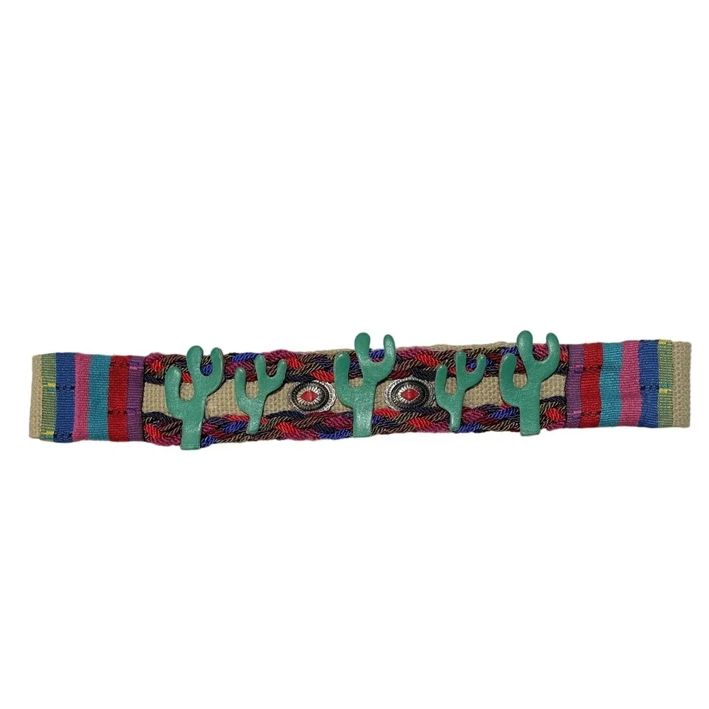J.‎ Yves-Elliott Dallas Vintage Southwestern Cactus Woven Concho Belt Boho k1